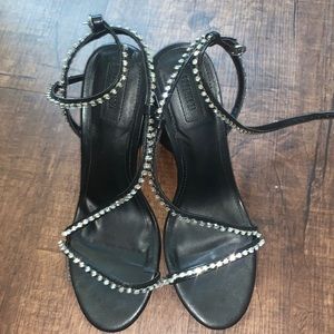 Black rhinestone heels